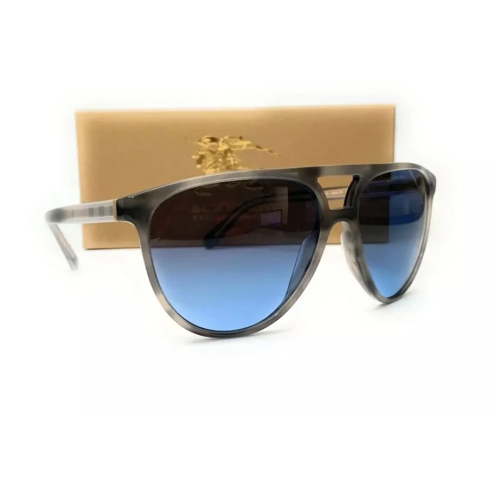 Burberry Men's Striped Grey and Blue Sunglasses!